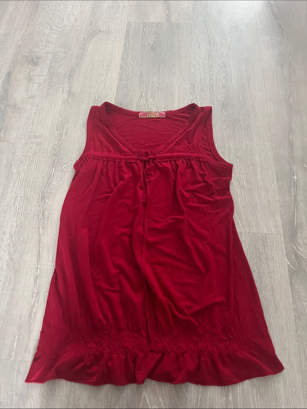 Mint Red Sleeveless Tie-Front Tank Top